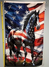 AMERICAN HORSE FLAG  USA SELLER Stars And Stripes Freedom Sign 3x5’ picture