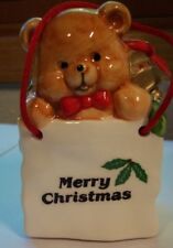Vintage Enesco Bear Penny Coin Bank Christmas Ceramic 1986 picture
