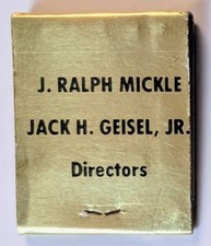 Vintage Mickle-Geisel Funeral Home Schellsburg PA Matches Matchbook 1970s picture
