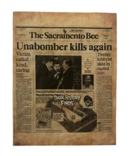 Ted Kazinski Unabomber Kills Again, Newspaper Headline The Sacramento Bee picture