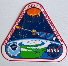 Vintage NASA NOAA GOES I-M Satellite Sticker Decal Weather Program Info Back picture