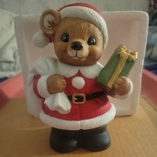 Vintage Homco Ceramic Teddy Bear Santa Coin Bank #5503 picture