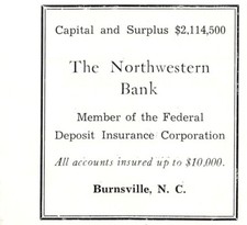 Northwestern Bank - Now Citizens Bank Building Burnsville NC 1951 Vtg Print Ad picture