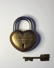 Vintage 1980 LOVELOCK Padlock w/Arrow Key ♡ Heavy Brass ♡ BOB to brother BILL picture