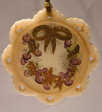 Fenton Hand Painted Signed  Glass Wreath Christmas Ornament 2002 picture