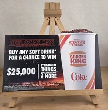 Lot of 2 2019 Burger King Stranger Things Coca-Cola Counter Display Signs POP picture
