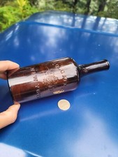 1880's New York Barber Bottle◇NEat Antique Deep Amber Colgate Aftershave Bottle picture
