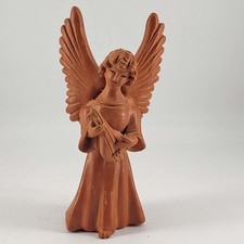 Handcrafted  Studio Art Pottery Mexican Folk Art Red Clay Angel Candleholder picture