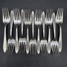 11 Vintage 1847 Rogers Bros ARGOSY Salad Dessert Forks Silverplate 1926 Set Lot picture