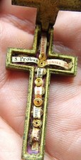 Antique Reliquary Pectoral Crucifix 7 Holy Relics St. Constantine, Lawrence picture