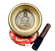 4.5 inches Chakra Healing Buddha Carved Singing Bow-Tibetan Singing bowl-Beaten picture