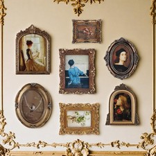 7 Pcs Vintage Picture Frames with Glass Front Antique Gold Photo Frame for 4x... picture