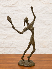 VTG Mid Century BRUTALIST BRONZE TENNIS PLAYER ART SCULPTURE Giacometti STATUE picture