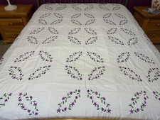 Queen size Machine Embroidery Double wedding Ring Quilt Top J-174A picture