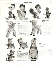 1958 PAPER AD Rempel Rubber Toy Monkey Lamb Duck Pig Rooster Auburn Tractor  picture