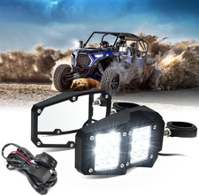 UTV LED Side Rear View Mirrors with Spot Lights for 1.75