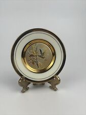The Art Of Chokin 24 Karat Gold Mini Plate Iris and Humming Bird With Stand picture