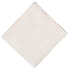 Linen Pocket squares with Contrast Embroidered Edges (Off White) 24 cm Ivory 1 picture