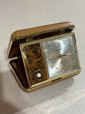 Vintage Wind-up Hamilton Travel Alarm Clock Analog W Light and Alarm: Vinyl Case picture