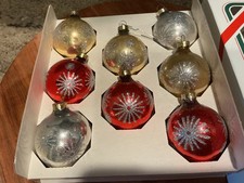 8 Vtg  Rauch Glass Ball Christmas Ornaments Silver Glitter Starburst Mercury picture