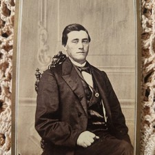 Antique CDV Photo 1860s Civil War Portrait Handsome Man Victorian Era New York picture