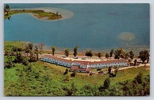 1962 Aerial Fox Lake Angola Indiana Mar-Fran Motel Vintage Postcard picture