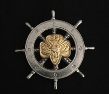 Vintage Girl Scouts Mariner Pin Ships Wheel-Silver/ Gold Trefoil-Lyon Brothers picture