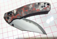 VG-10 STEEL POCKET KNIFE CHOPPED CARBON FIBER HANDLE RED BLACK GRAY RAZOR SHARP picture