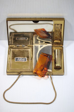 RARE Vintage Wilardy Lucite Purse Powder Compact Lipstick Comb Clutch picture