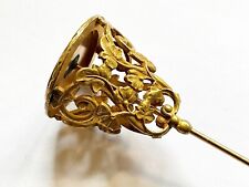 Antique Art Nouveau Ornate Brass Hatpin Fancy Openwork Stunning Hat Pin picture