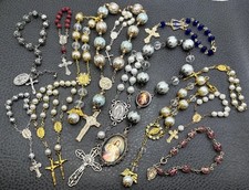 VTG -Mod Religious Pocket Rosary Lot 15 Catholic Beaded Prayer Bracelet Crucifix picture