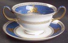 Wedgwood Columbia Powder Blue Rim  Cream Soup & Saucer 1918395 picture