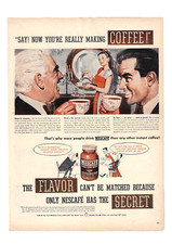 Nescafe Coffee Print Ad Vintage Advertisement Instant Coffee Ad Nestle 1947 picture