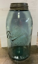 1900-1910 Ball Mason Jar Triple L Logo with Zinc Lid & Mold Number ~ Bubbles picture