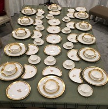77 Piece Royal Copenhagen Golden Basket Setting For 12. picture