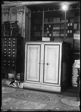 Photo:Library Interior Closed Sign 1900s Cabinet Card File Drawers Clock picture