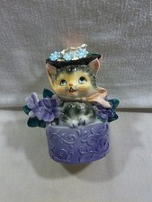Vintage Lefton Japan Ceramic Cat Kitten Wall Pocket Planter #251 picture