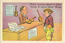 HUMOROUS Music Shop Postcard Man Violin Sheet Music PECO CAN U picture