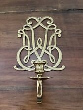 Vintage Mcm Brass Scrolled Wall Mount Candle Holder picture