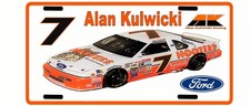 Vintage looking ALAN KULWICKI HOOTERS Racing Team  -  7 License Plate  1980s  picture