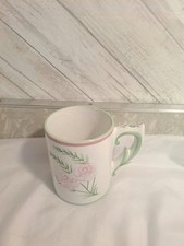 Vintage Vitória by Porta Vestal Portugal Hand Painted Ceramic Mug Pink Roses picture
