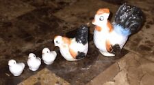 Vintage Miniature Porcelain Rooster, Chicken & 3 Chicks picture