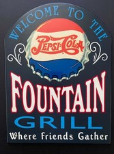 Pepsi Cola Bottle Cap Fountain Grill Wood Advertising Restaurant Bar Home Sign picture