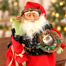 Artisan folk art Santa Doll Bird Nest Handmade 13