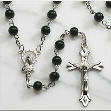 Black Round Glass 6MM Beads Rosary 20