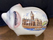 Vintage LONDON BIG BEN & HOUSE OF PARLIAMENT Pig Souvenir Piggy Bank 3-1/2