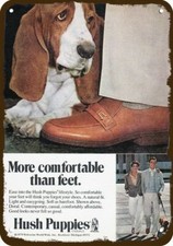 1979 BASSET HOUND Dog & Hush Puppies Vintage-Look DECORATIVE REPLICA METAL SIGN picture