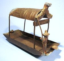 XOCHIMILKO MEXICO CANAL BOAT GONDOLA REPLICA VINTAGE METAL SOUVENIR BOAT ASHTRAY picture