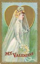 c1910 Winsch Back Bride Gown Gilt Gold Heart Valentines Day P312 picture