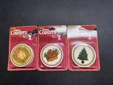 Vintage Christmas Coasters Lot Of 3 Sets  picture